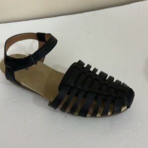 Clarks Jania Stanford  Black Woven Ankle Strap Leather Sandals Size 8.5W